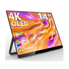 InnoView 4K OLED Portable Monitor, 14 Inch UHD OLED Monitor for Laptop, 100% DCI-P3, 1MS with Speaker and Stand, USB-C HDMI High-end Screen for Laptop PC MAC Phone PS4 Xbox Switch - INVPM208
